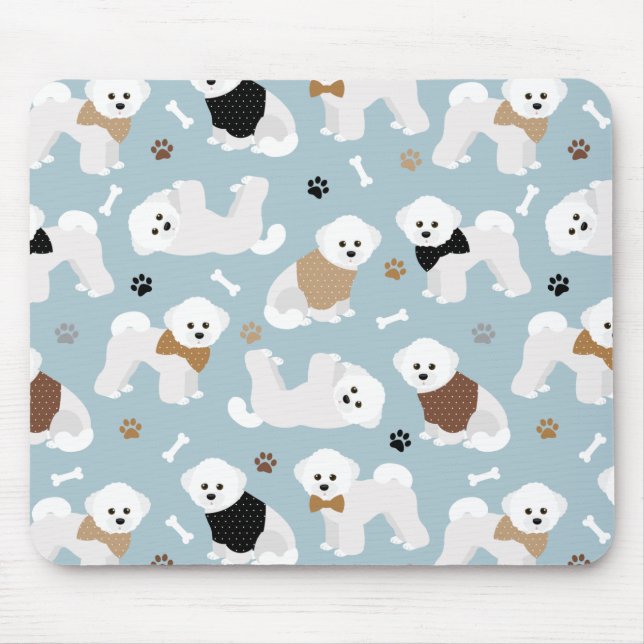 Bichon Frise Knochen und Paws Blue Mousepad (Vorne)