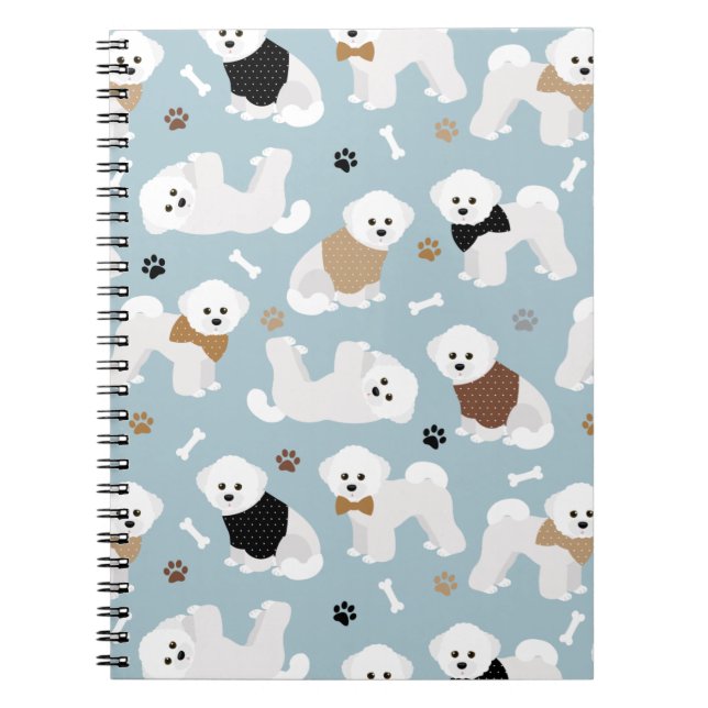 Bichon Frise Knochen und Paws Blue Notizblock (Vorderseite)
