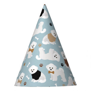 Bichon Frise Knochen und Paws Blue Partyhütchen