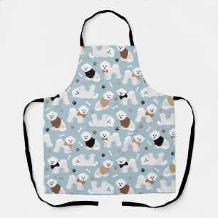 Bichon Frise Knochen und Paws Blue Schürze