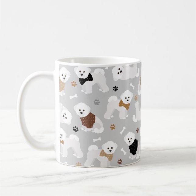 Bichon Frise Knochen und Paws Grau Kaffeetasse (Links)