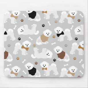 Bichon Frise Knochen und Paws Grau Mousepad