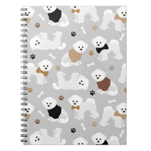 Bichon Frise Knochen und Paws Grau Notizblock