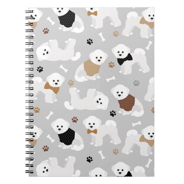 Bichon Frise Knochen und Paws Grau Notizblock (Vorderseite)