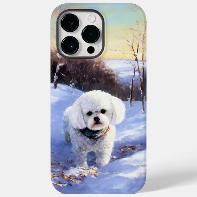 Bichon Frise lässt es Weihnachten schnee Case-Mate iPhone Hülle (Rückseite)