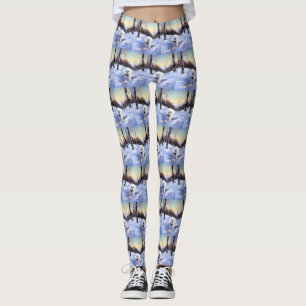 Bichon Frise lässt es Weihnachten schnee Leggings