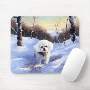 Bichon Frise lässt es Weihnachten schnee Mousepad