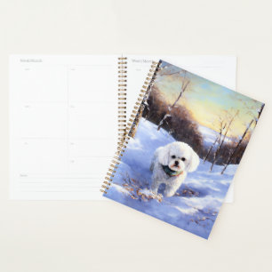 Bichon Frise lässt es Weihnachten schnee Planer