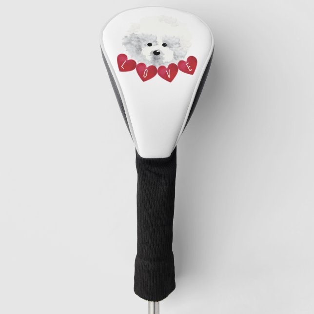 Bichon Frise LIEBE Golf Headcover (Vorderseite)