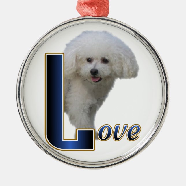 Bichon Frise Liebe Silbernes Ornament (Vorne)