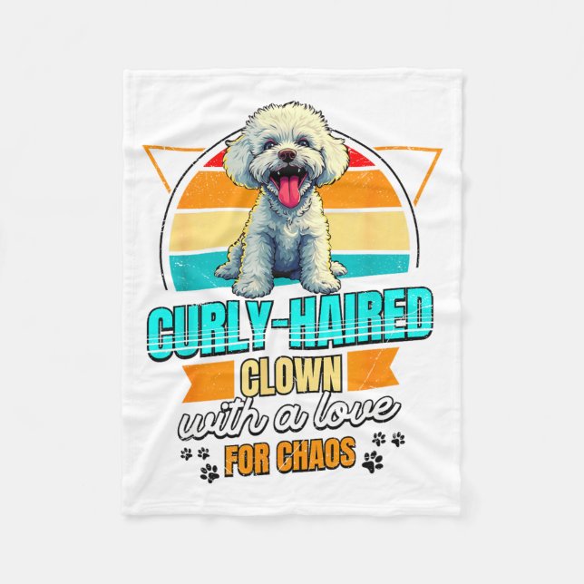 Bichon Frise Lover Funny Bichon Frise Retro  Fleecedecke (Vorderseite)