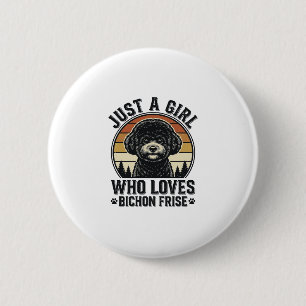 Bichon Frise Mädchen Vintage Hundeliebhaber Shirt_ Button