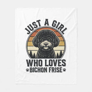 Bichon Frise Mädchen Vintage Hundeliebhaber Shirt_ Fleecedecke