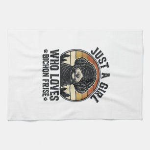 Bichon Frise Mädchen Vintage Hundeliebhaber Shirt_ Geschirrtuch