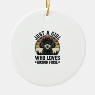 Bichon Frise Mädchen Vintage Hundeliebhaber Shirt_ Keramik Ornament