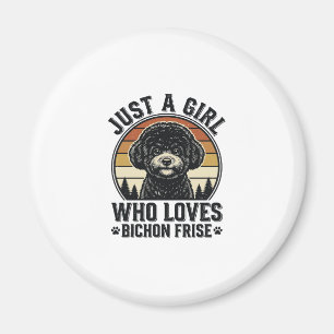 Bichon Frise Mädchen Vintage Hundeliebhaber Shirt_ Magnet