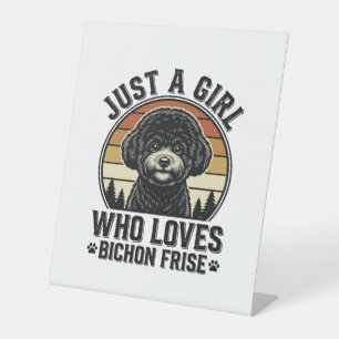 Bichon Frise Mädchen Vintage Hundeliebhaber Shirt_ Sockelschild