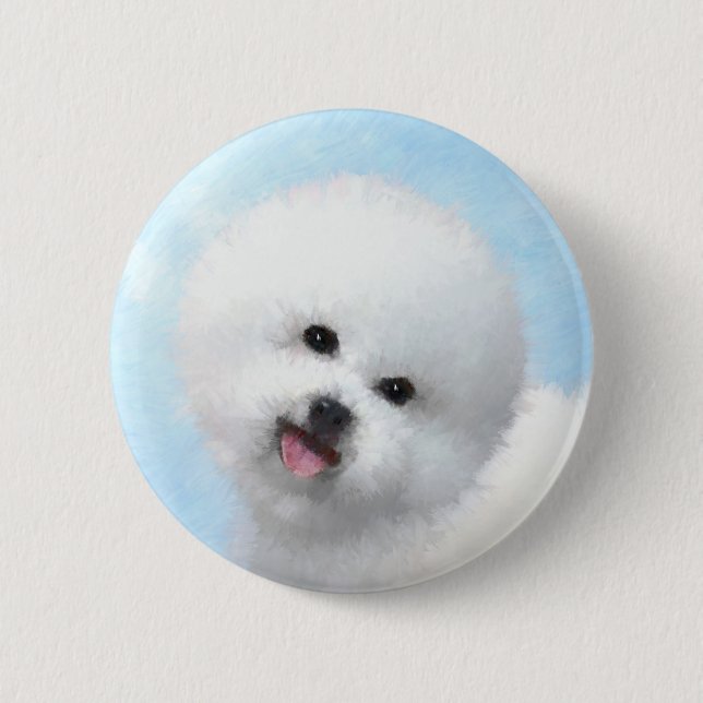 Bichon Frise Malerei - Niedliche Original Dog Art Button (Vorderseite)