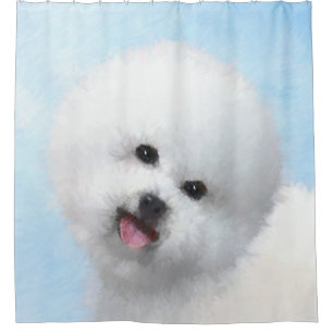 Bichon Frise Malerei - Niedliche Original Dog Art Duschvorhang