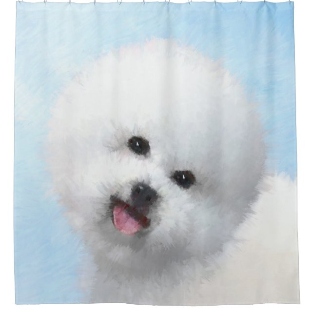 Bichon Frise Malerei - Niedliche Original Dog Art Duschvorhang (Vorderseite)