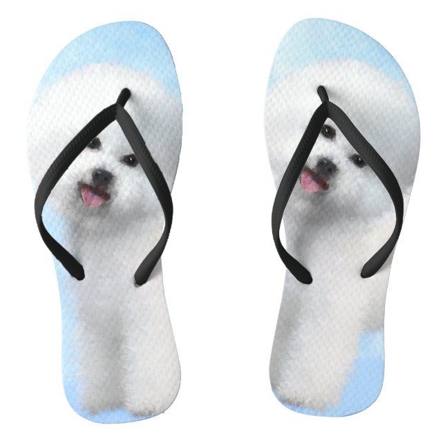 Bichon Frise Malerei - Niedliche Original Dog Art Flip Flops (Fußbett)