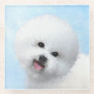 Bichon Frise Malerei - Niedliche Original Dog Art Glasuntersetzer