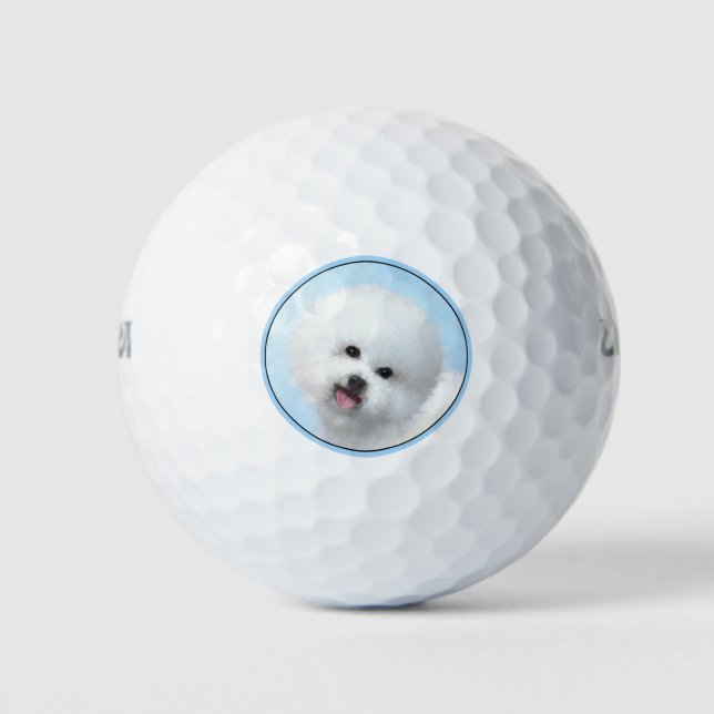 Bichon Frise Malerei - Niedliche Original Dog Art Golfball (Vorderseite)