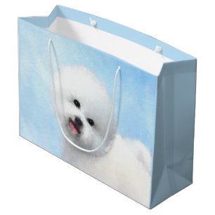 Bichon Frise Malerei - Niedliche Original Dog Art Große Geschenktüte