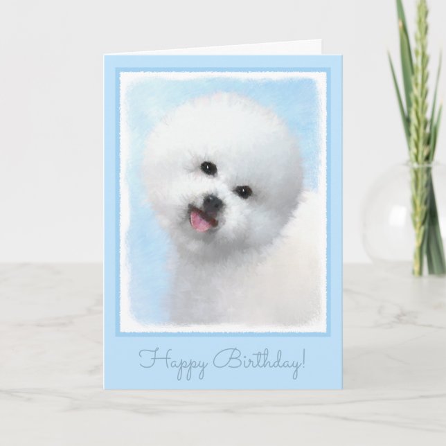 Bichon Frise Malerei - Niedliche Original Dog Art Karte (Vorderseite)