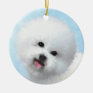 Bichon Frise Malerei - Niedliche Original Dog Art Keramikornament
