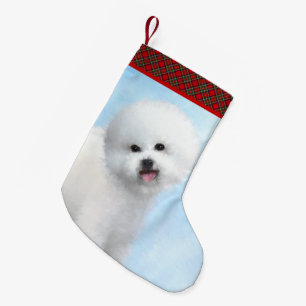 Bichon Frise Malerei - Niedliche Original Dog Art Kleiner Weihnachtsstrumpf