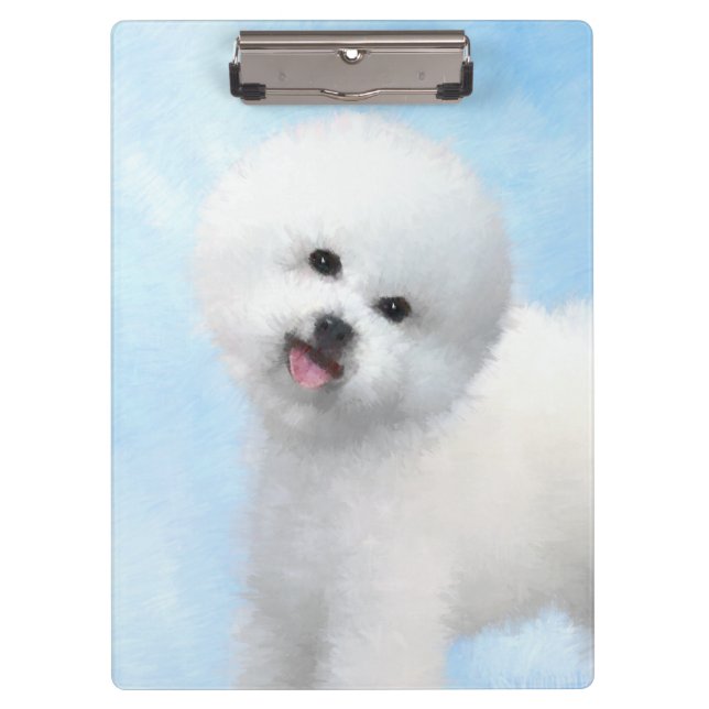 Bichon Frise Malerei - Niedliche Original Dog Art Klemmbrett (Vorderseite)