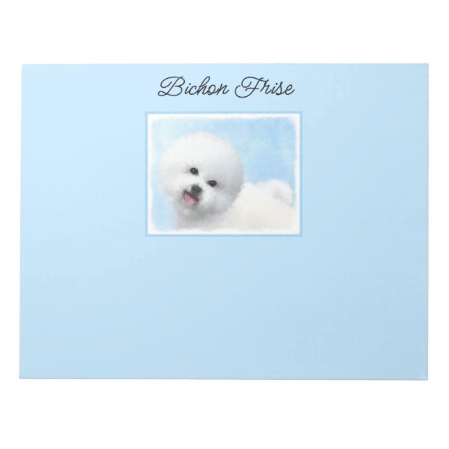 Bichon Frise Malerei - Niedliche Original Dog Art Notizblock (Vorderseite)