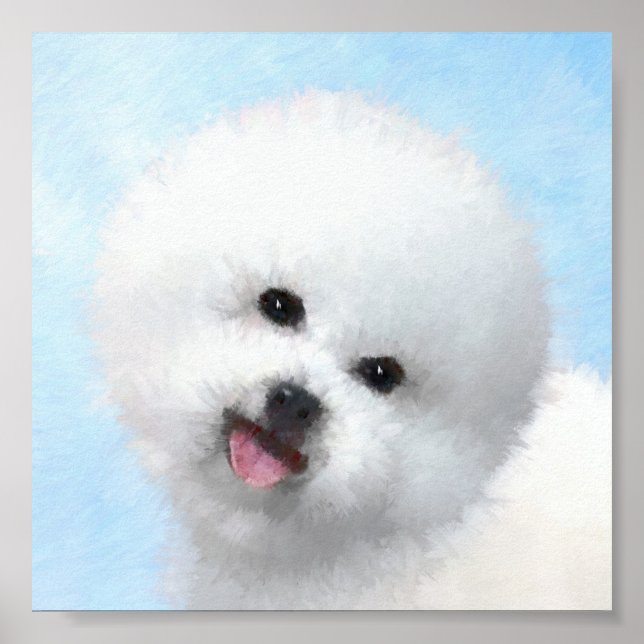 Bichon Frise Malerei - Niedliche Original Dog Art Poster (Vorne)