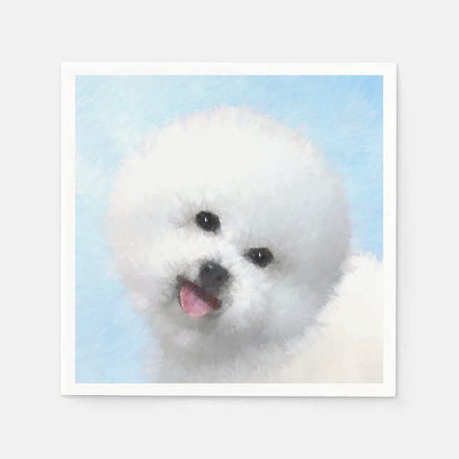 Bichon Frise Malerei - Niedliche Original Dog Art Serviette (Vorderseite)
