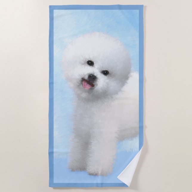 Bichon Frise Malerei - Niedliche Original Dog Art Strandtuch (Vorderseite)