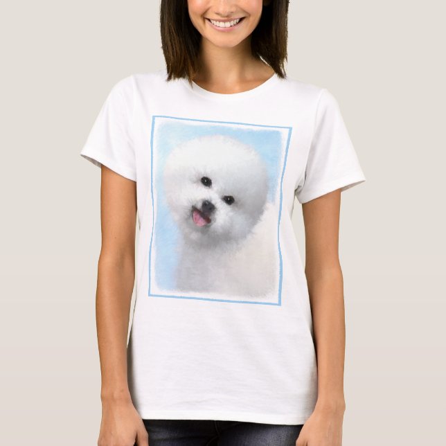 Bichon Frise Malerei - Niedliche Original Dog Art T-Shirt (Vorderseite)