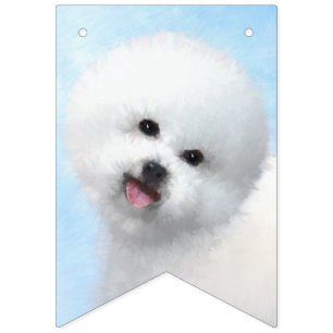 Bichon Frise Malerei - Niedliche Original Dog Art Wimpelkette