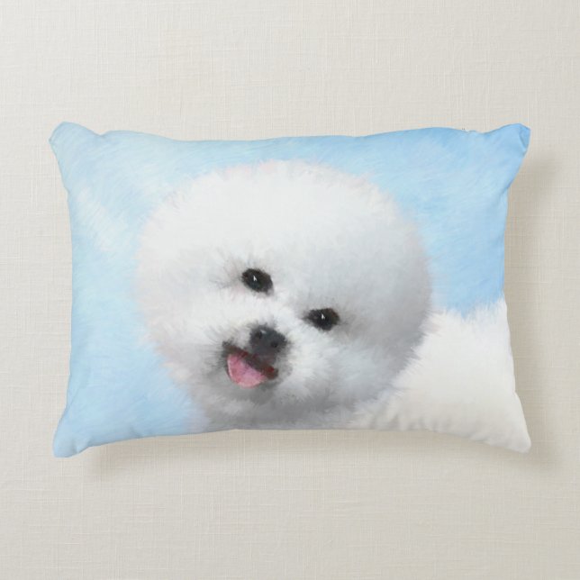 Bichon Frise Malerei - Niedliche Original Dog Art Zierkissen (Vorderseite)