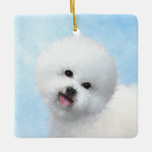 Bichon Frise Malerei - Niedliche Original Hunde Ku Keramikornament