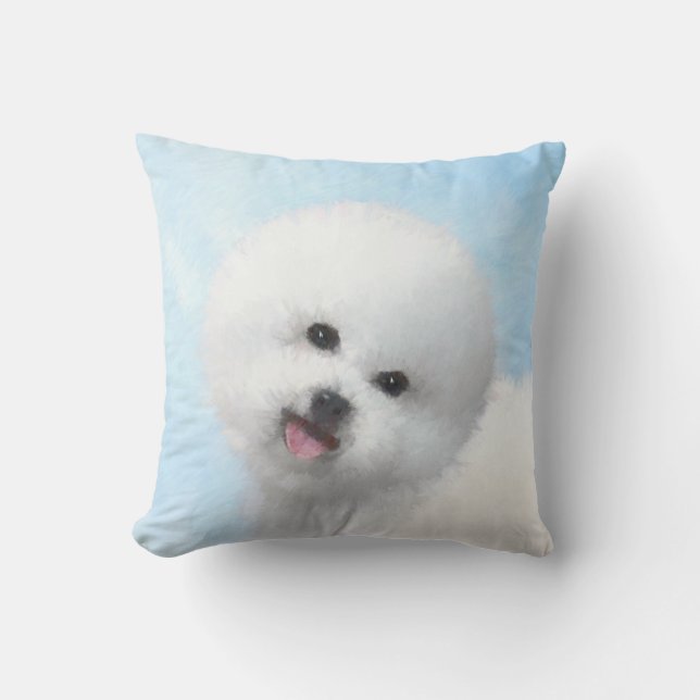 Bichon Frise Malerei - Niedliche Original Hunde Ku Kissen (Vorderseite)