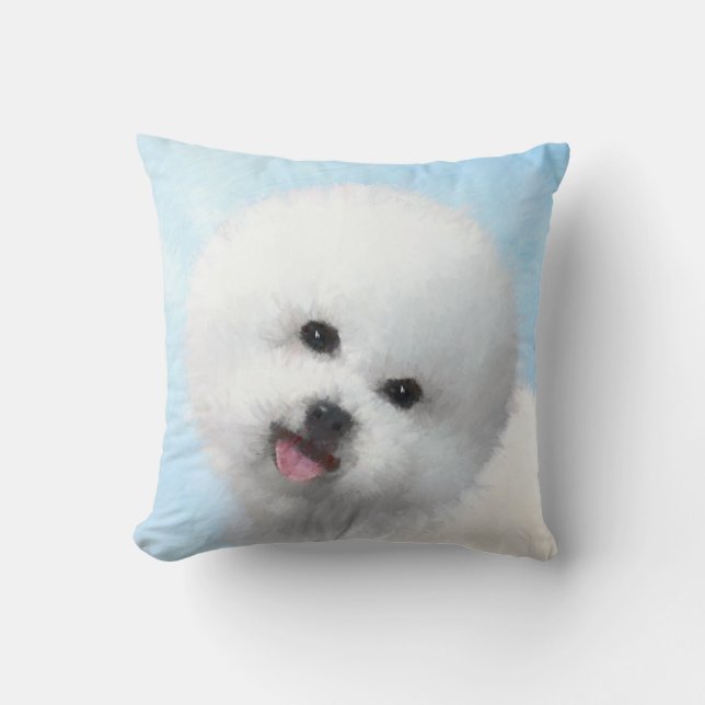 Bichon Frise Malerei - Niedliche Original Hunde Ku Kissen (Vorderseite)
