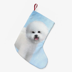 Bichon Frise Malerei - Niedliche Original Hunde Ku Kleiner Weihnachtsstrumpf