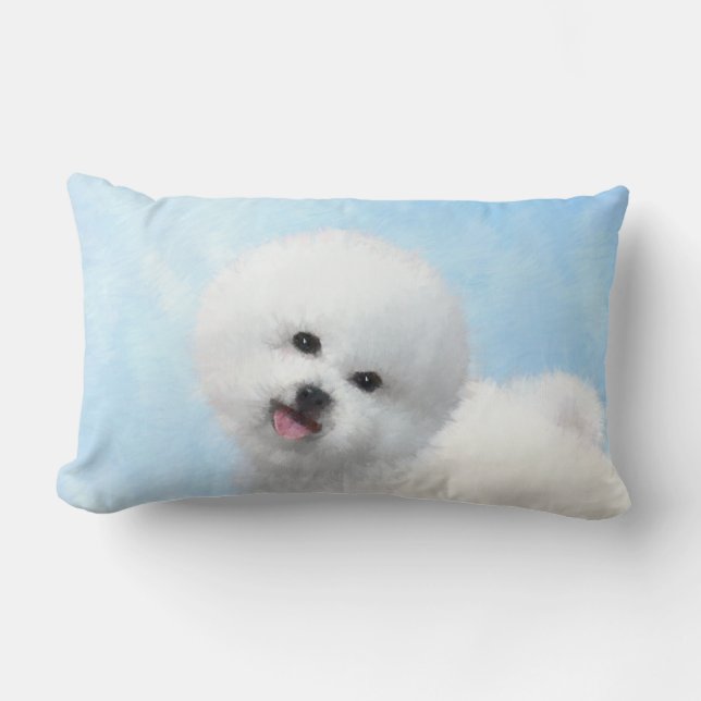 Bichon Frise Malerei - Niedliche Original Hunde Ku Lendenkissen (Vorderseite)