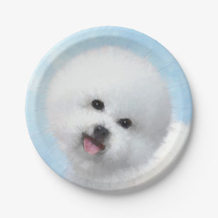 Bichon Frise Malerei - Niedliche Original Hunde Ku Pappteller