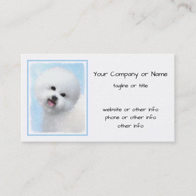 Bichon Frise Malerei - Niedliche Original Hunde Ku Visitenkarte (Vorderseite)