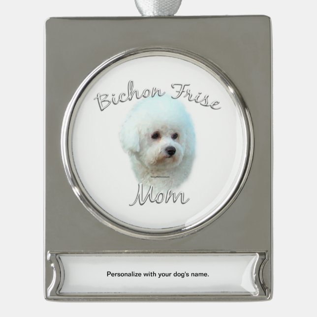 Bichon Frise Mama 2 Banner-Ornament Silber (Vorderseite)