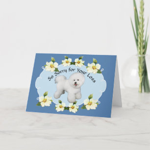 Bichon Frise mit Blue Dogwood Beileid Karte