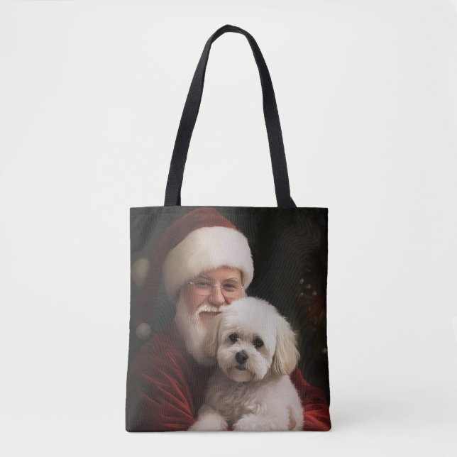 Bichon Frise mit dem Weihnachtsmann Weihnachten (Vorderseite)