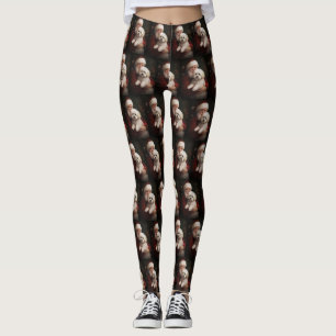 Bichon Frise mit dem Weihnachtsmann Weihnachten Leggings